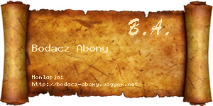 Bodacz Abony névjegykártya